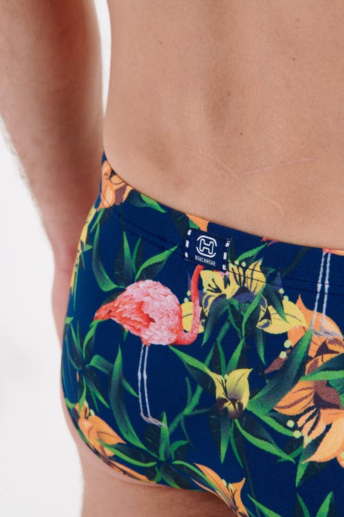 Shop Hom Flamingo Mini Brief In Navy Print