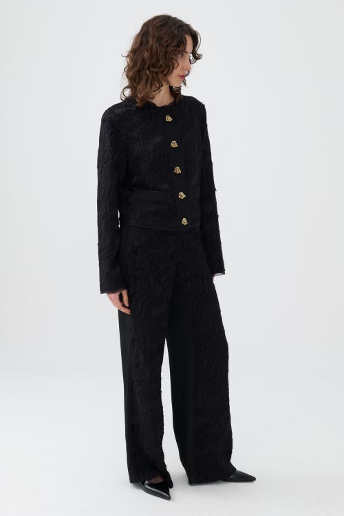 Shop Nocturne Jacquard Wide Leg Pants In Black