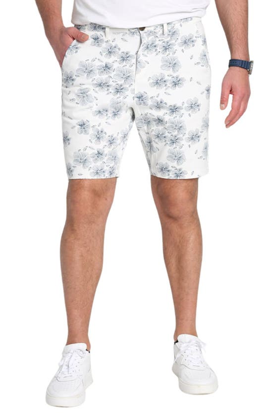 Shop Jachs Floral Print Stretch Twill Shorts In White Floral Print