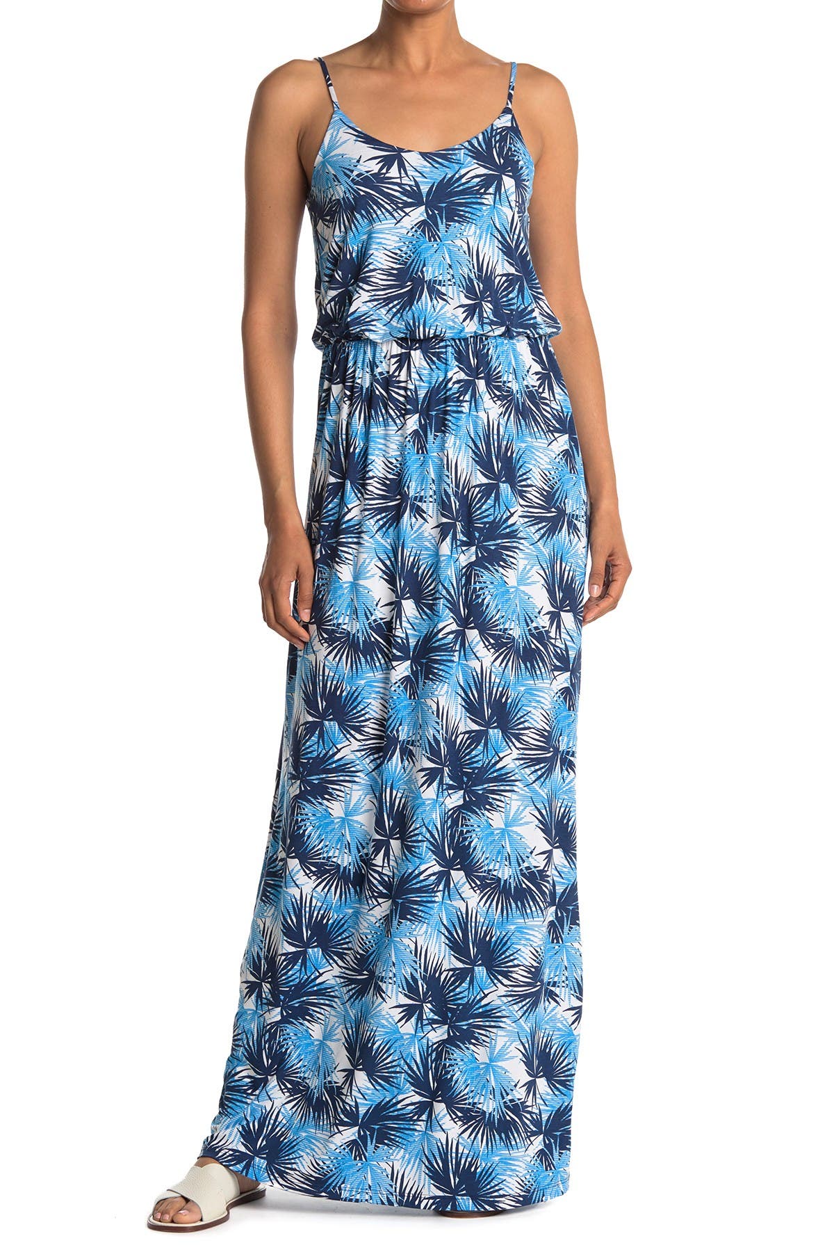 Lush Knit Maxi Dress In Blue Palm