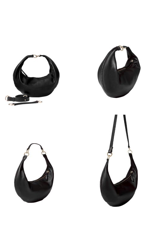 Shop Hyer Goods Leather Convertible Hobo Ring Bag In Black Gold