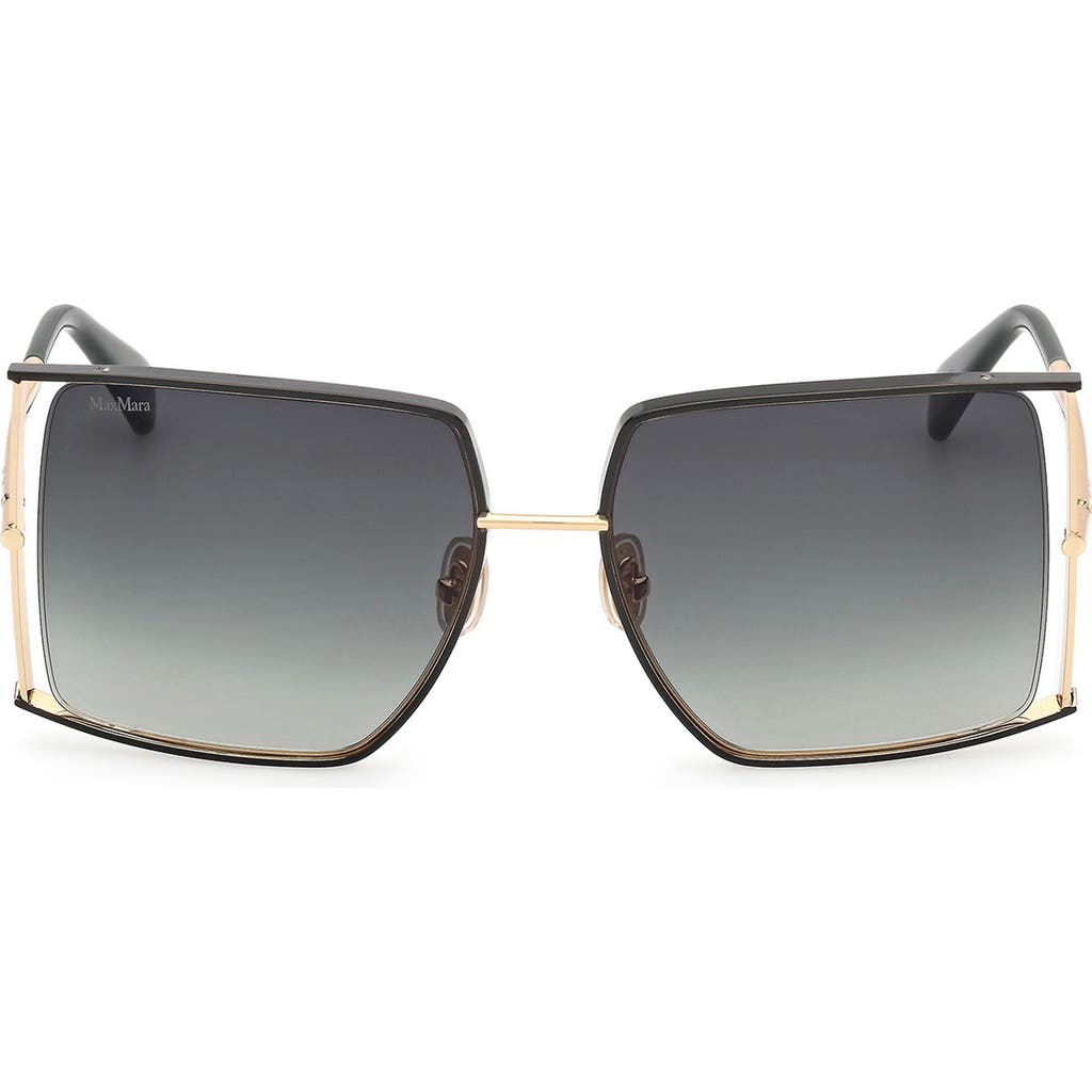 Max Mara Jean Square Sunglasses, 58mm In Deep Gold/deep Green/green
