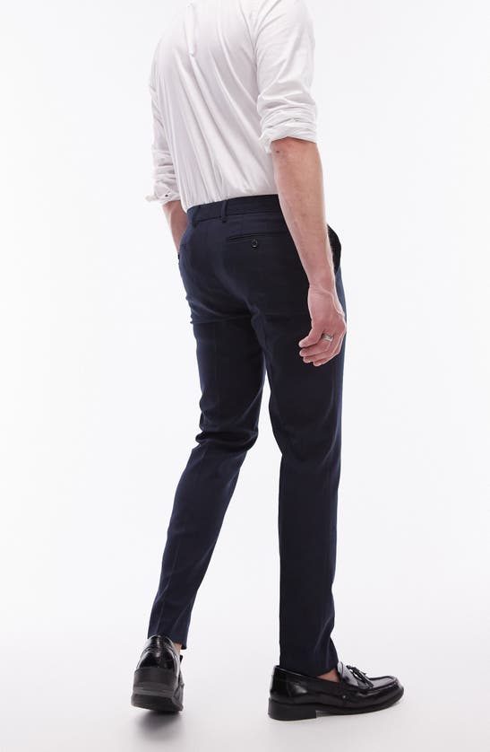 Shop Topman Skinny Fit Textured Pants In Navy
