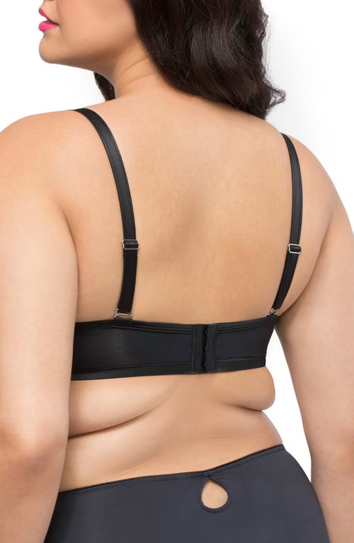 Curvy Couture Tulip Strappy Lace Push-up Bra In Black W/adobe Rose