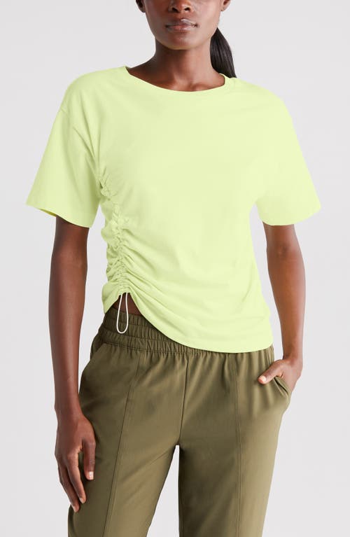 Adjustable Ruched Pima Cotton T-Shirt in Green Finch