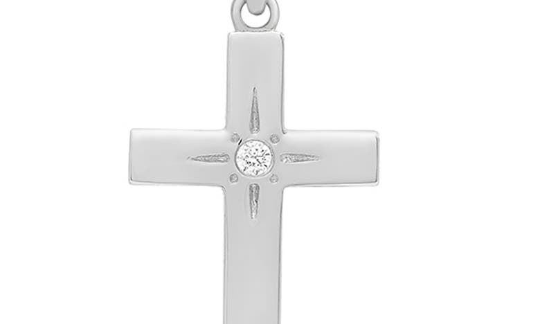 Shop Lily Nily Kids' Cubic Zirconia Cross Pendant Necklace In Silver