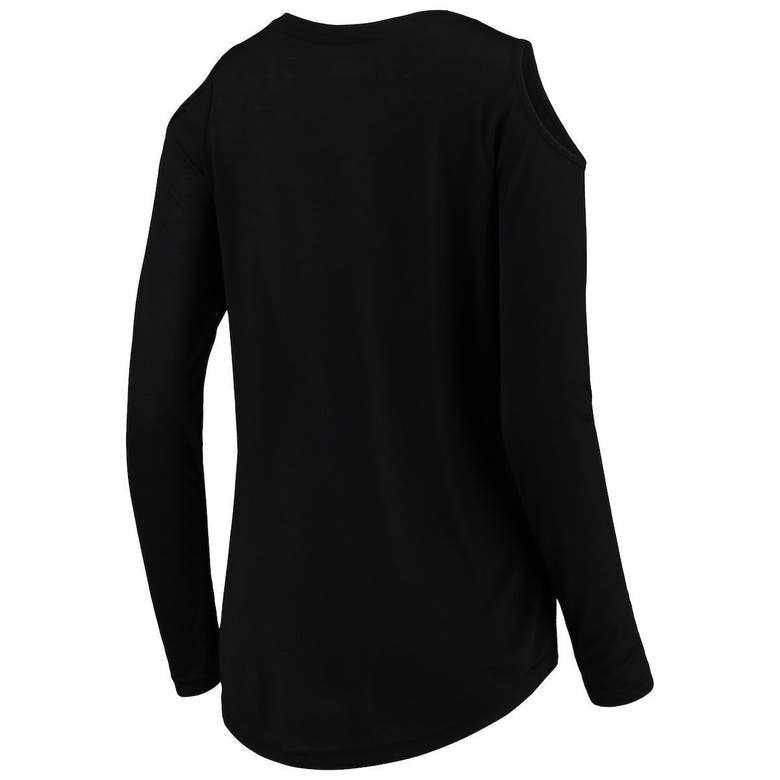 Colorado Rockies G-III 4Her by Carl Banks Women's Crackerjack Cold Shoulder  Long Sleeve T-Shirt - Black