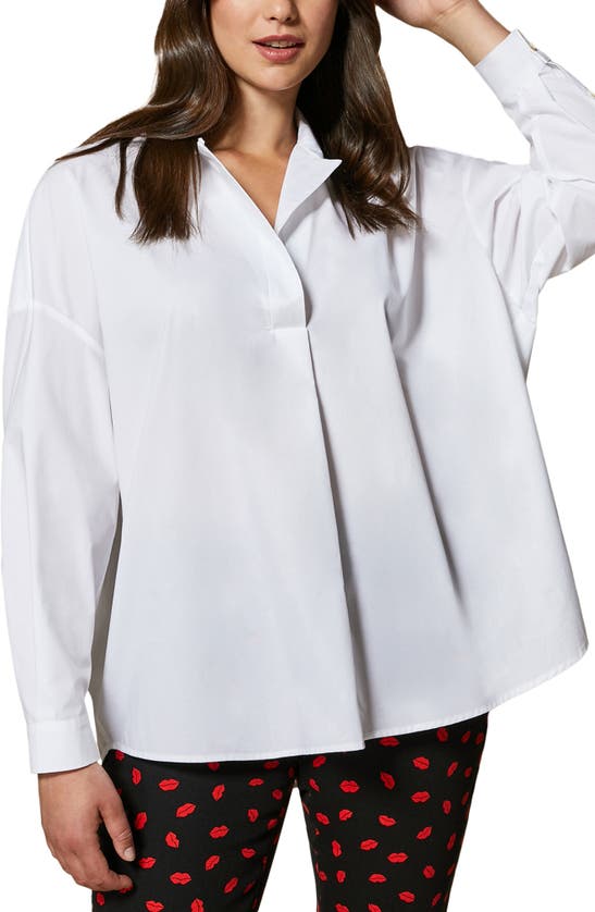 Marina Rinaldi Plus Size Farsetto Drop-shoulder Poplin Blouse In White