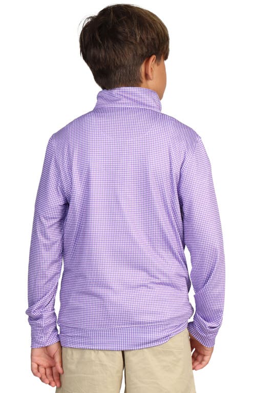 Tailorbyrd Kids' Houndstooth Quarter-zip Pullover In Purple