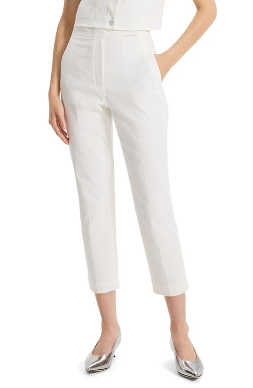 Theory Seersucker Slim Crop Pants White at Nordstrom,