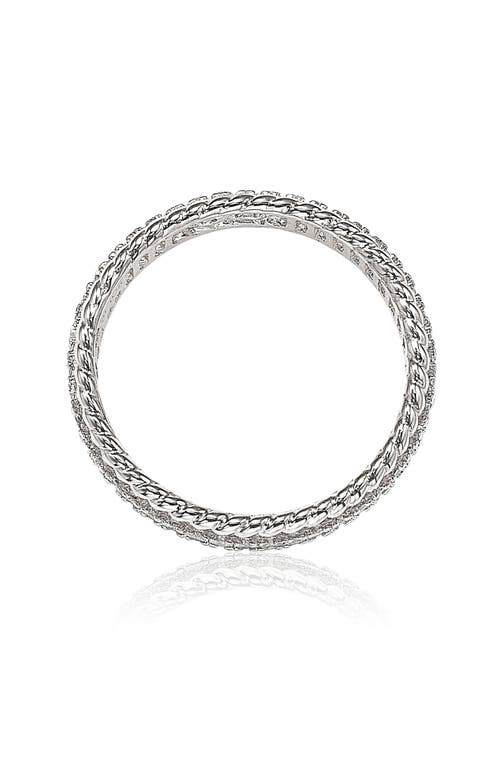 Suzy Levian French Filigree Cubic Zirconia Eternity Ring In White