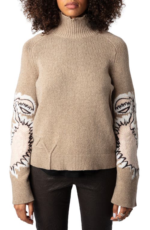 Shop Zadig & Voltaire Sal Turtleneck Merino Wool Sweater In Oatmeal