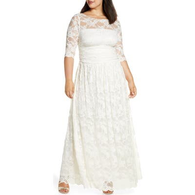 Plus Size Kiyonna Lace A-Line Gown, Ivory