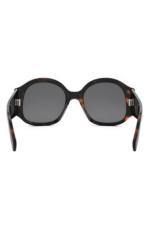 Shop Celine Maxi Triomphe 54mm Round Sunglasses In Dark Havana/smoke