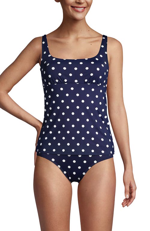 Shop Lands' End Square Neck Underwire Tankini Top Swimsuit Adjustable Straps In Deep Sea Polka Dot