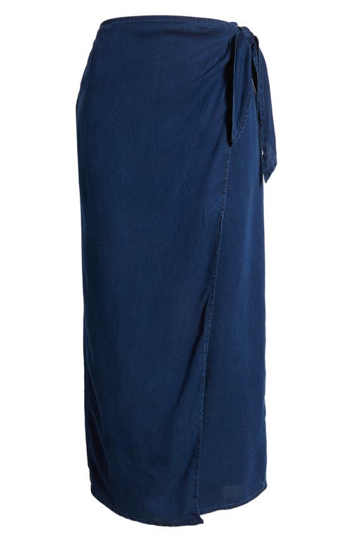 Shop Mango Milos Denim Sarong Skirt In Open Blue