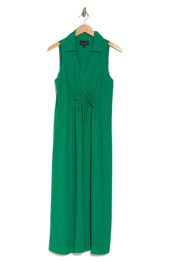 Connected Apparel Smock Waist Sleeveless Dress In Green