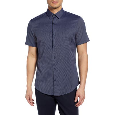 Calibrate Slim Fit Short Sleeve Button-Up Shirt, Blue