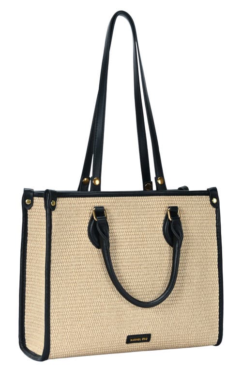 Rachel Zoe Raffia Contrast Tote Bag In Natural/black