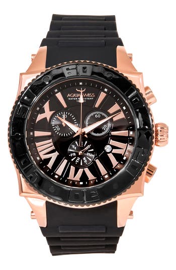 Aquaswiss Swissport Xg Watch, 50mm X L63mm In Black/rose Gold