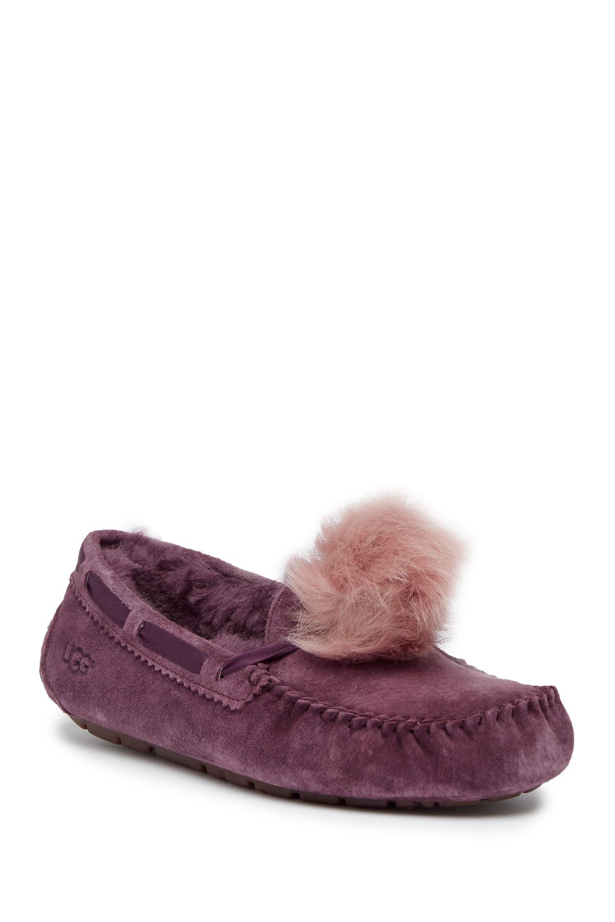 dakota water resistant genuine shearling pompom slipper