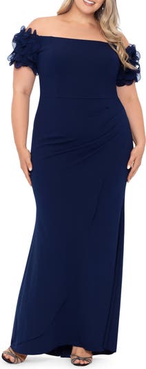 Xscape Evenings Xscape Off the Shoulder Scuba Crepe Column Gown