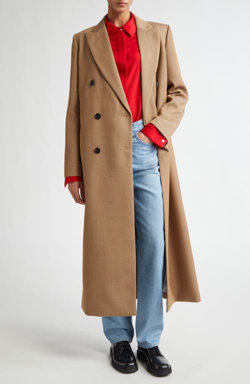 Shop Partow Marcus Double Breasted Wool Gabardine Coat In Almond