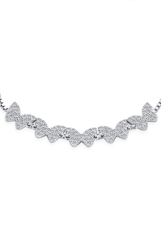 Bling Jewelry Cz Butterfly Slider Bracelet In Silver