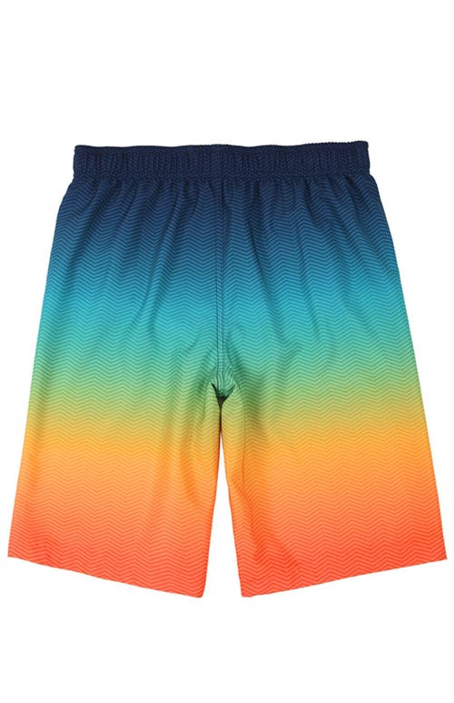 Rokka&rolla Kids' 4-way Stretch Quick-dry Swim Trunks With Mesh Lining And Upf 50+ Protection In Neon Waves