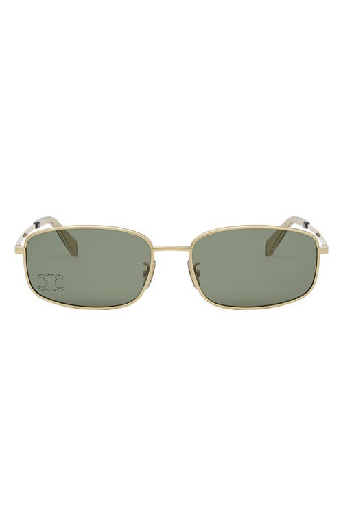 Shop Celine Triomphe 60mm Rectangular Sunglasses In Shiny Endura Gold/green