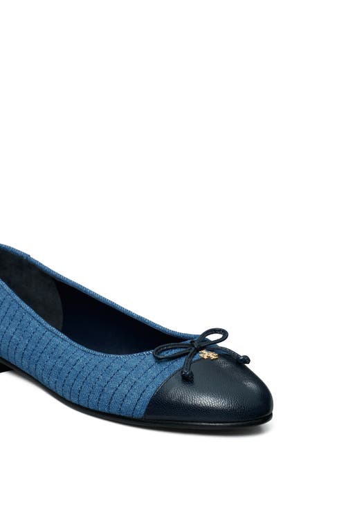 Shop Tory Burch Quilted Cap Toe Ballet Flat In Dark Denim/new Navy