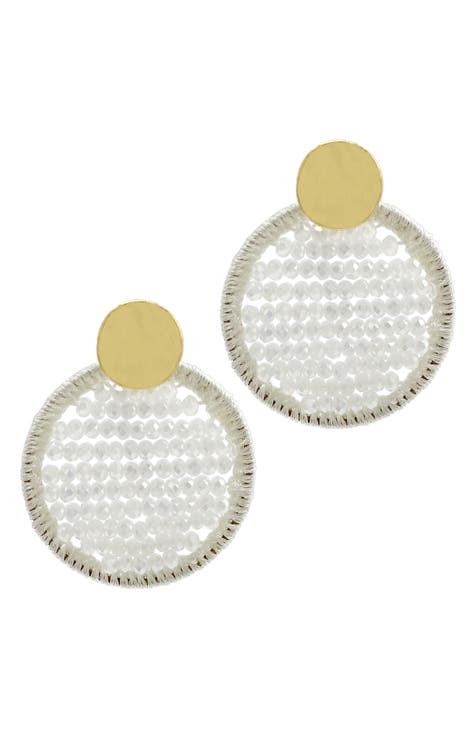 14K Yellow Gold Plated Beaded Circle Earrings