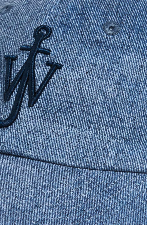 Shop Jw Anderson Embroidered Anchor Logo Denim Baseball Cap In Blue