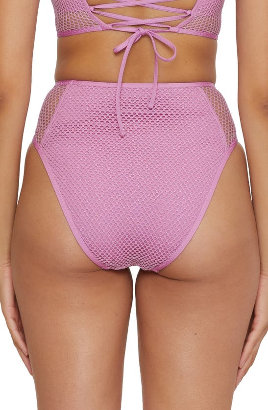 Shop Becca Network Cutout High Waist Bikini Bottoms In Malva