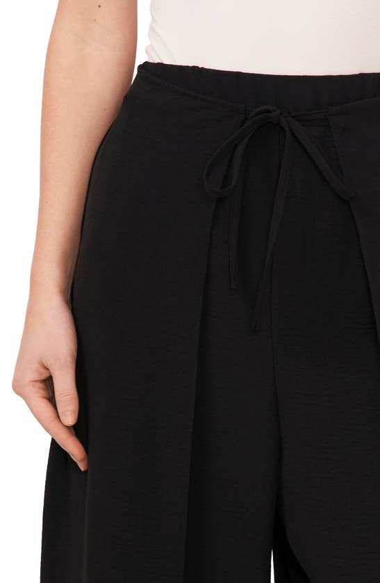 Shop Cece Tie Front Overlay Wide Leg Pants In Rich Black