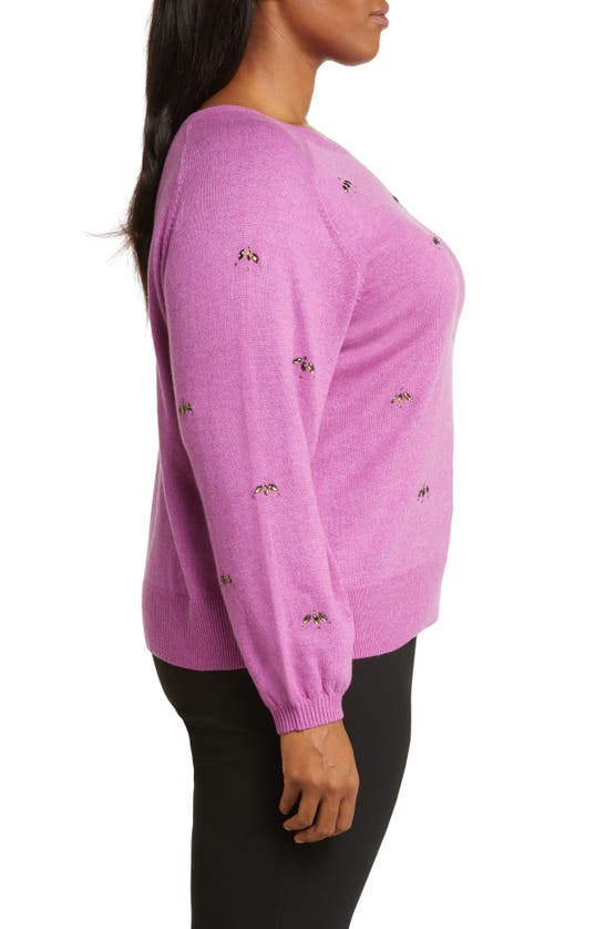 Nic + Zoe Hidden Gems Cotton Blend Sweater In Vivid Magenta