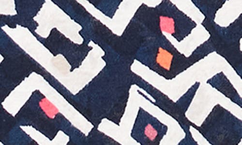 Nic + Zoe Nic+zoe Petite Indigo Angles Linen-blend Dress In Indigo Multi