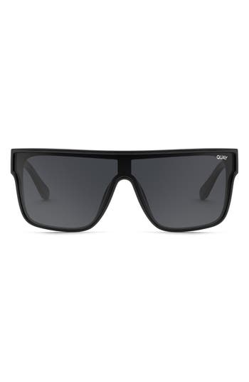 Shop Quay Australia Nightfall 50mm Polarized Small Shield Sunglasses In Black/black Polarized