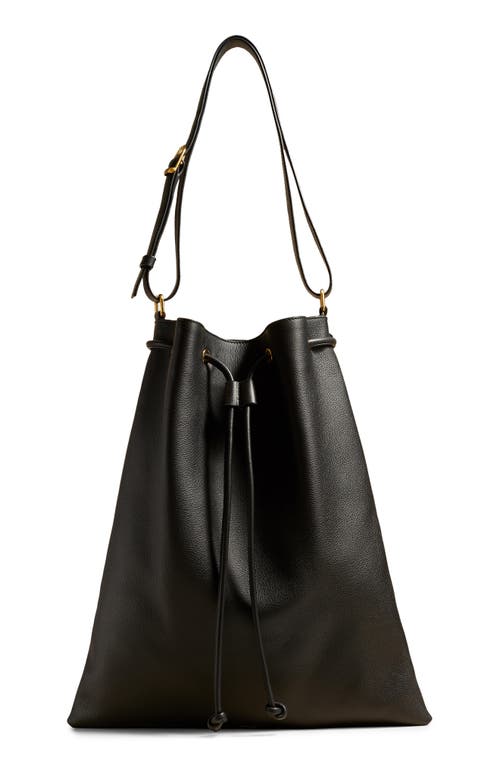 Large Greta Leather Shoulder Bag in Black
