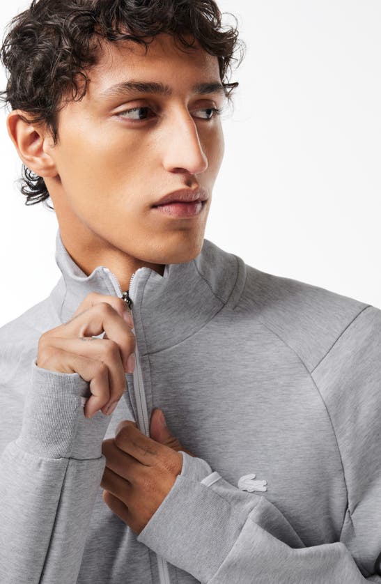 Shop Lacoste Zip-up Jacket In Argent Chine