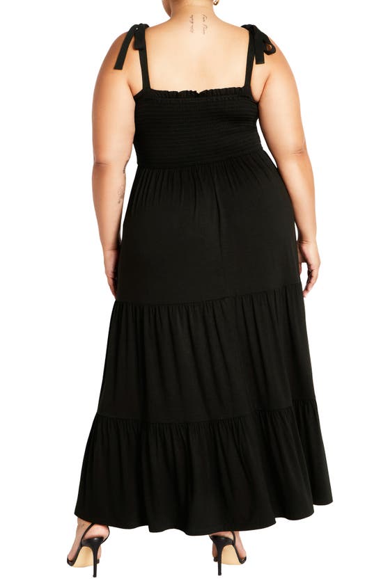 Shop City Chic Miley Smocked Tiered Maxi Sundress In Black