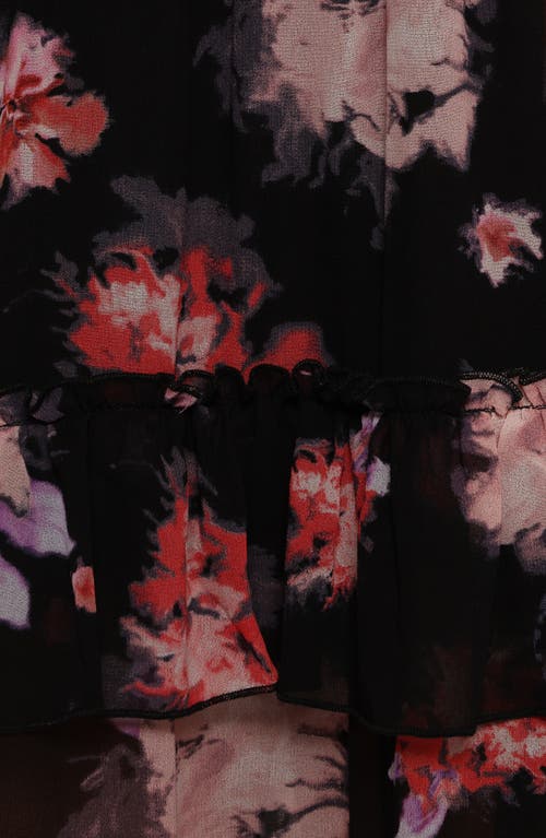 Petal And Pup Petal & Pup Isadora Floral Print Ruffle Long Sleeve Maxi Dress In Black