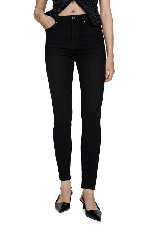 Mango High Waist Skinny Jeans In Black Denim