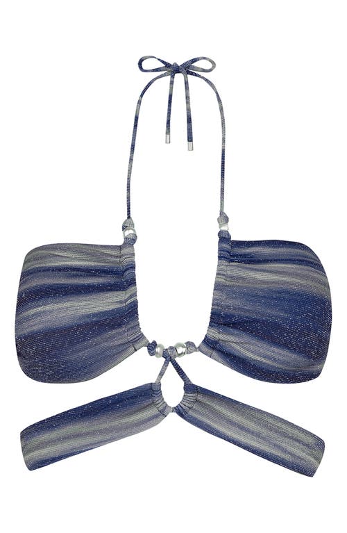 Vix Swimwear Moonlight Gi Metallic Strappy Bikini Top In Dark Blue Multi