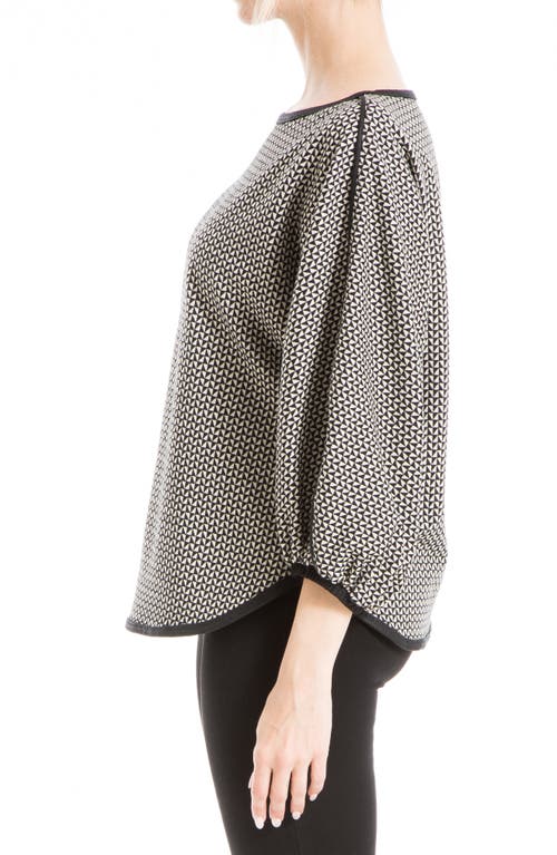 Shop Max Studio Three-quarter Sleeve Double Knit Top In Black/cream Mirrored