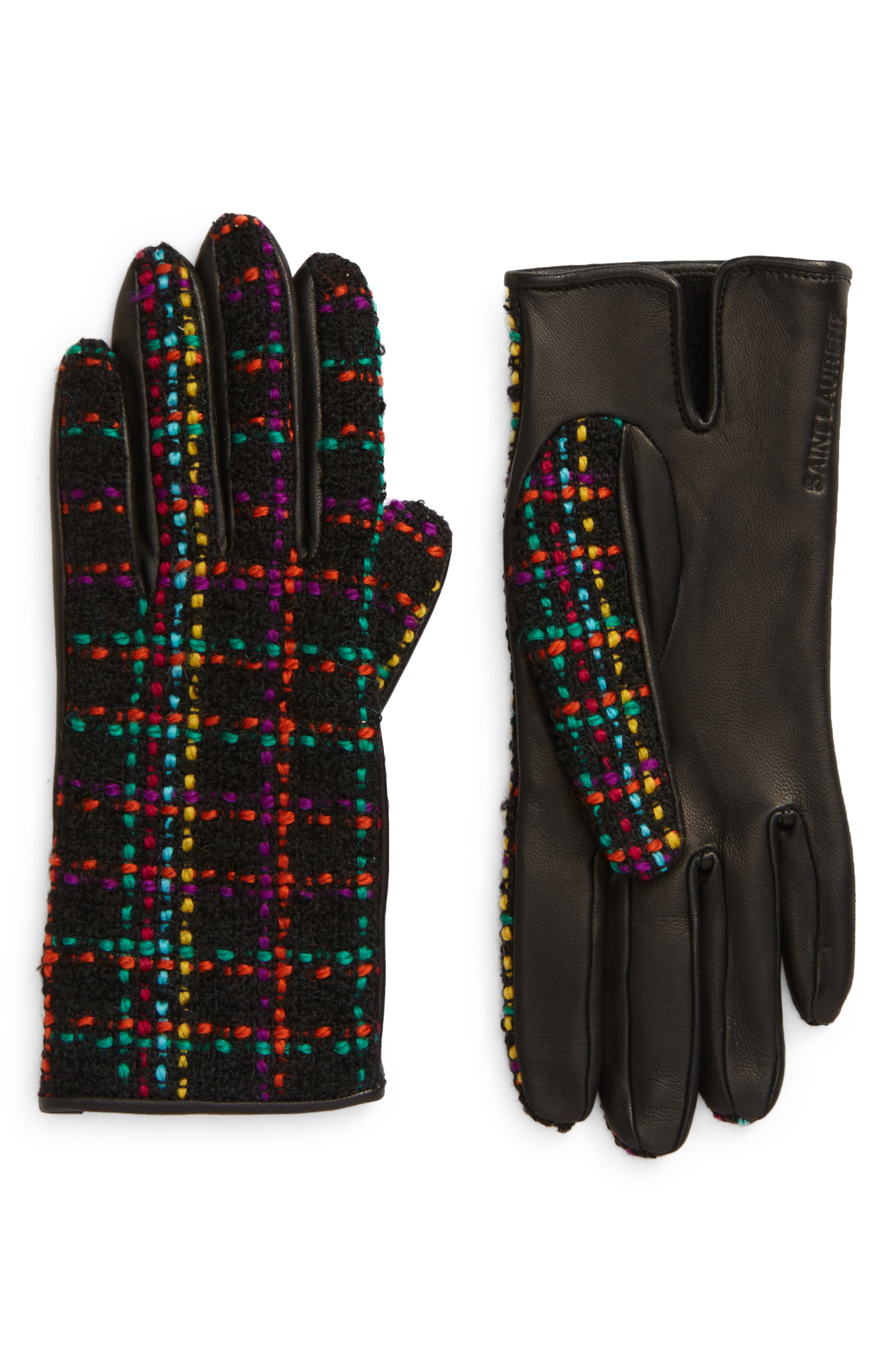 tweed gloves women's