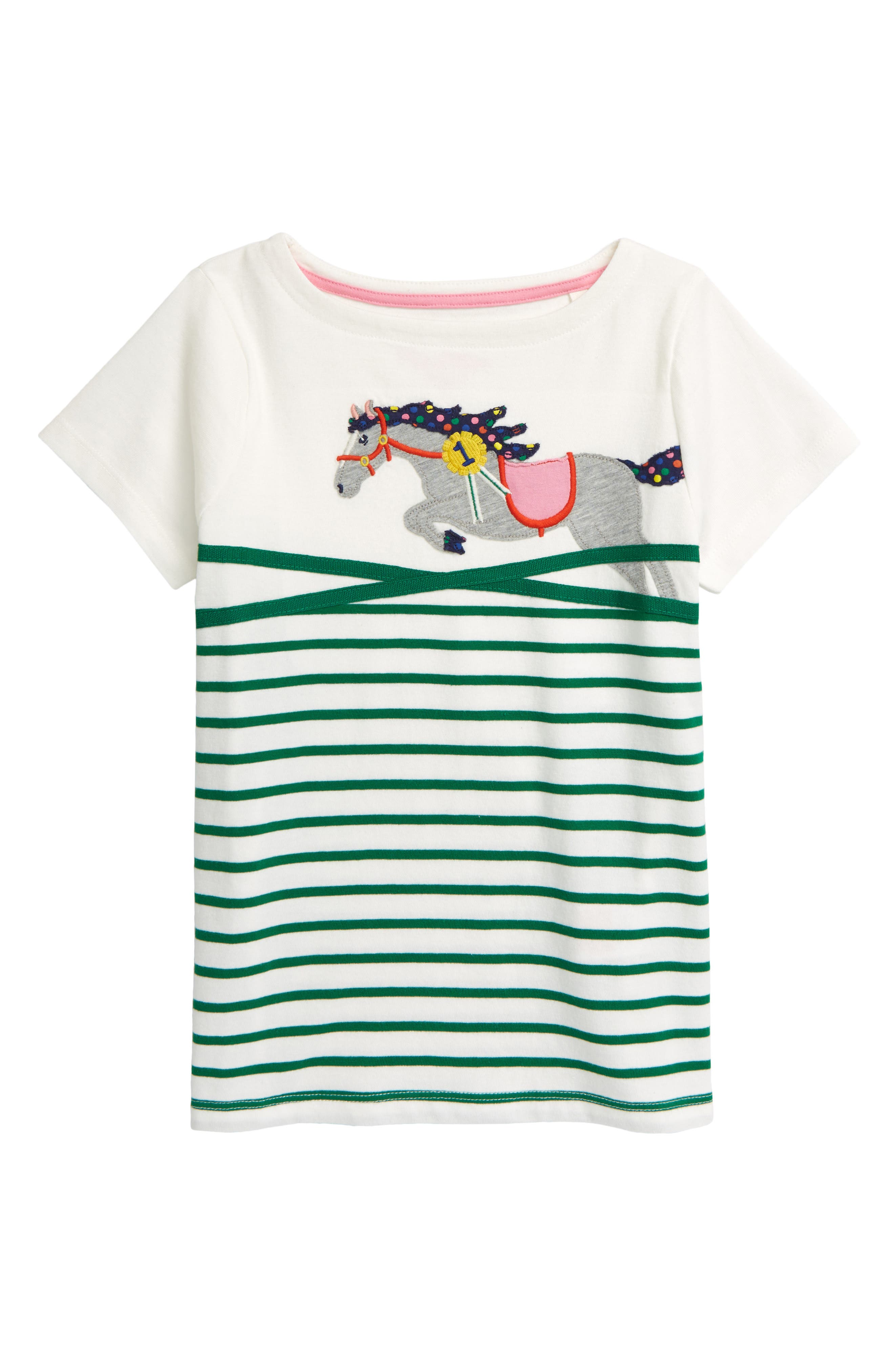 28 Breton Mini Boden Enfants'Cheval Applique Breton T-Shirt En Highland Vert � 