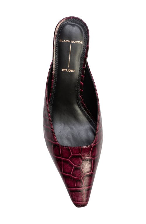 Shop Black Suede Studio Logan Kitten Heel Mule In Port Croco Leather