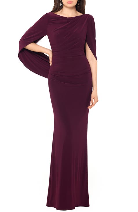 Cape Long Sleeve Trumpet Gown
