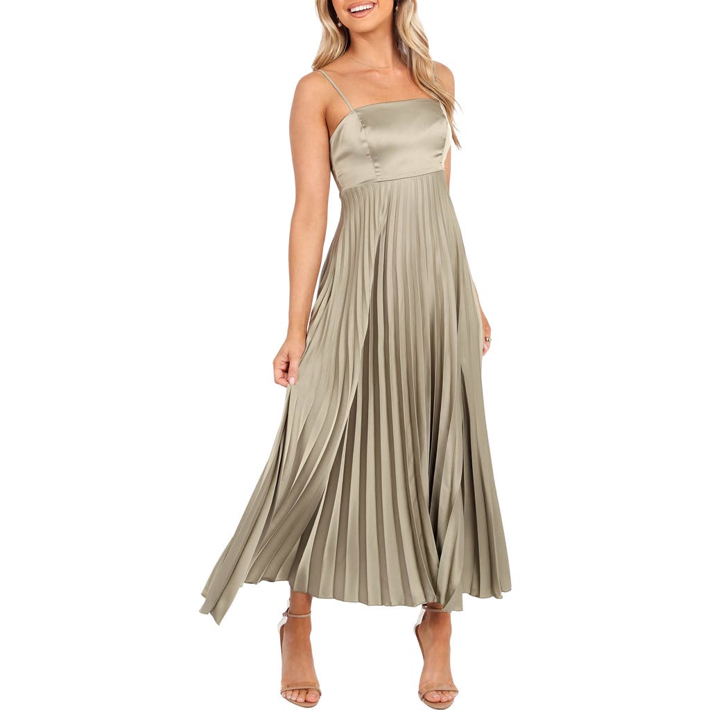 Petal And Pup Petal & Pup Keegan Pleated Satin Dress In Gray